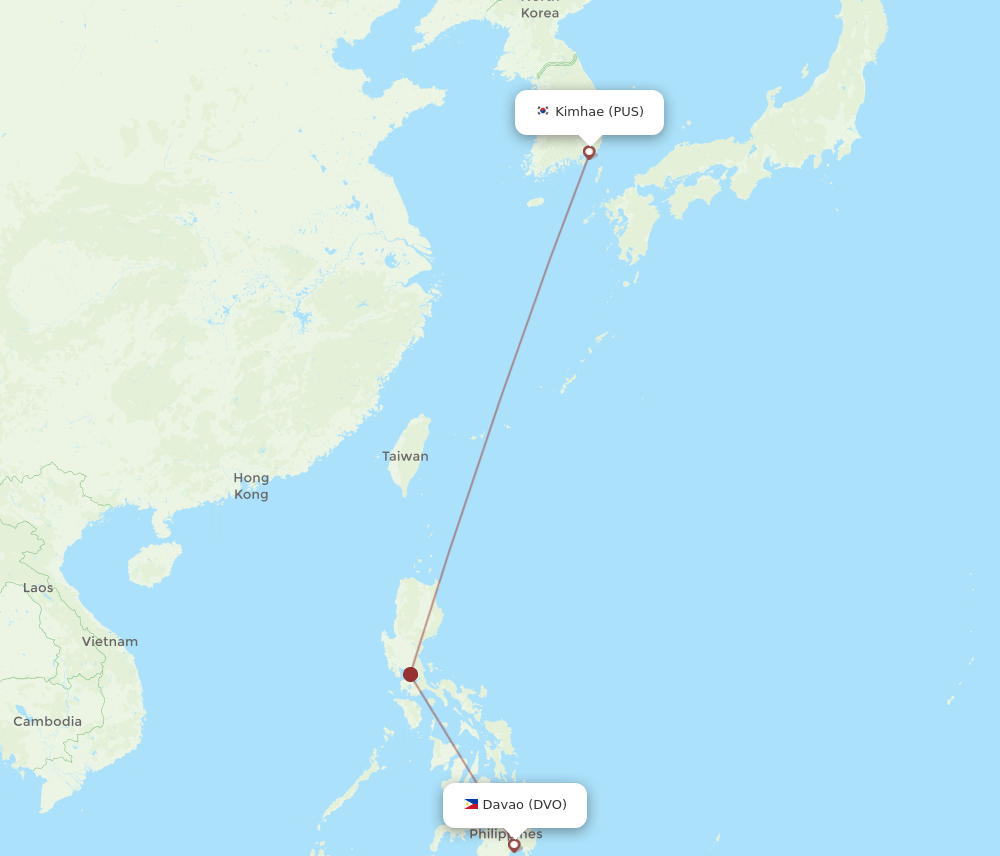 PUS to DVO flights and routes map