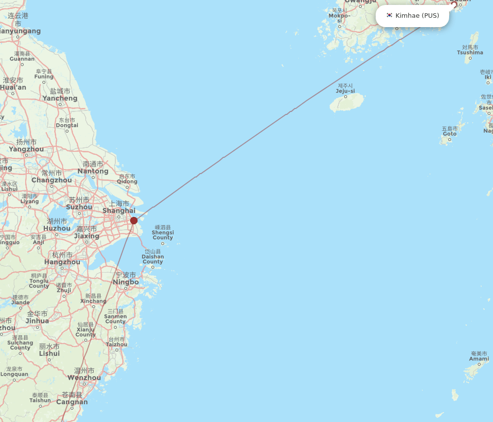 PUS-FOC flight routes