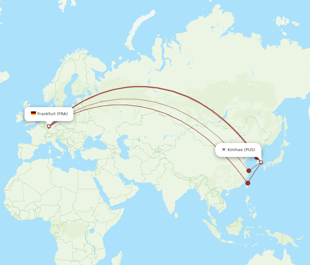 PUS to FRA flights and routes map