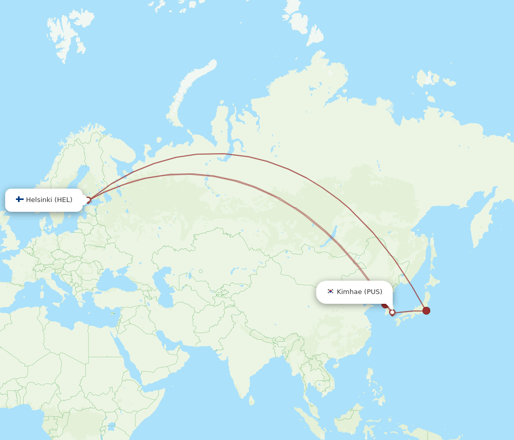 PUS-HEL flight routes