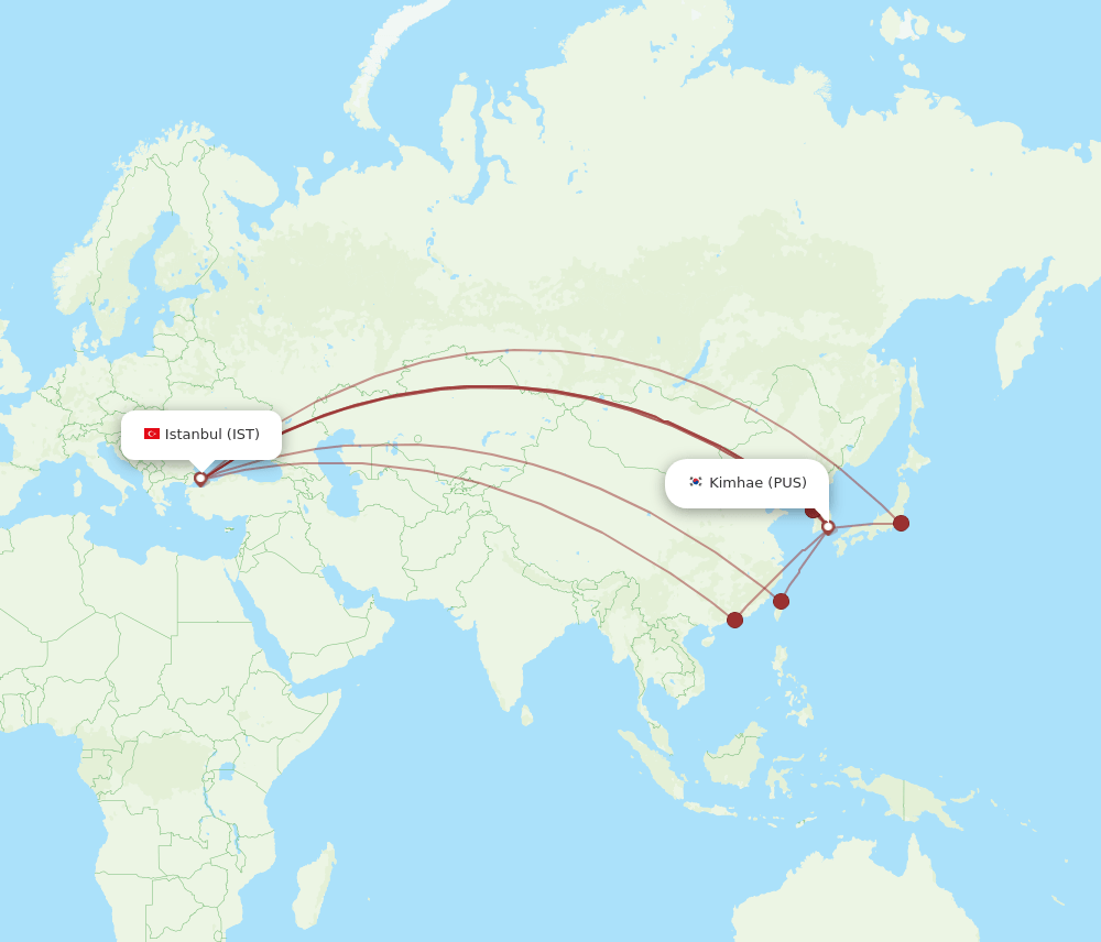 PUS-IST flight routes