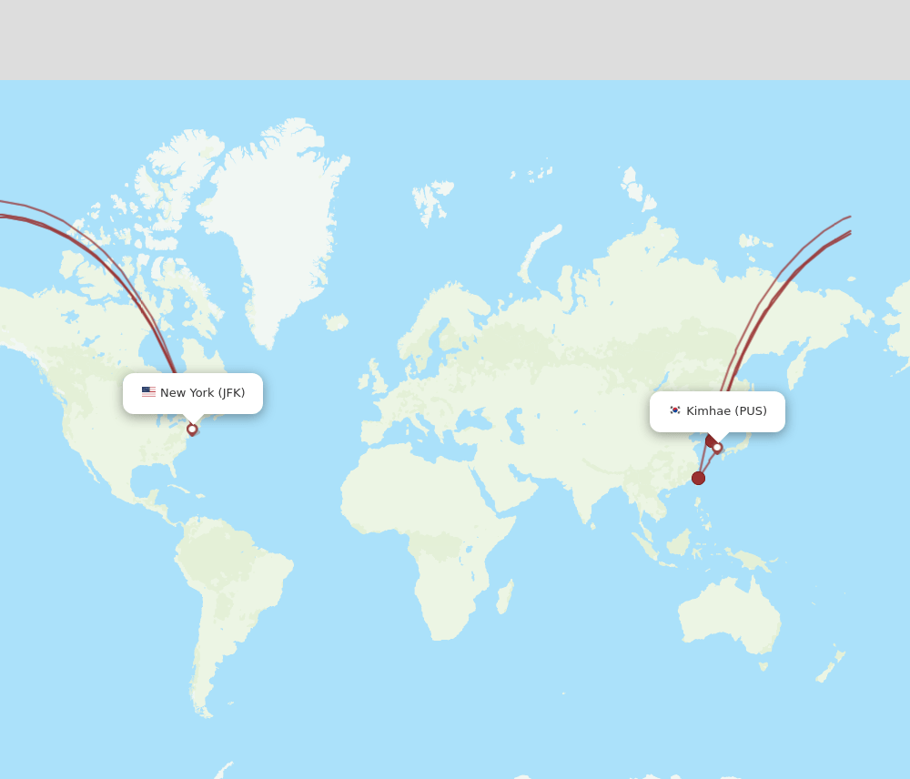 PUS-JFK flight routes