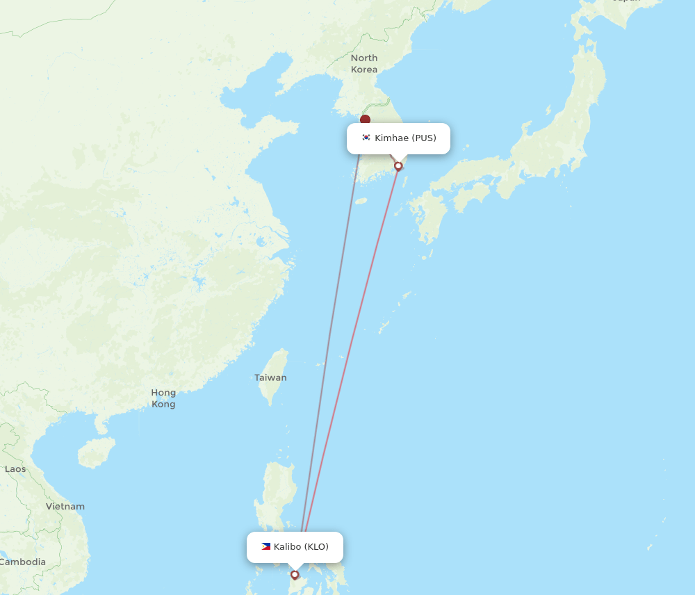 PUS-KLO flight routes