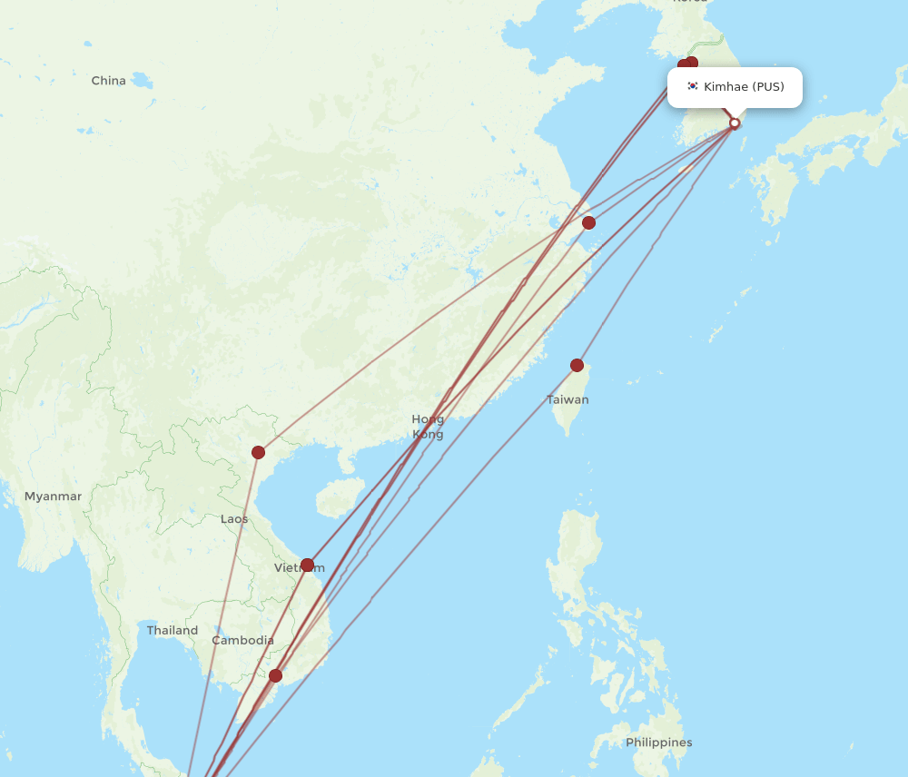 PUS-KUL flight routes