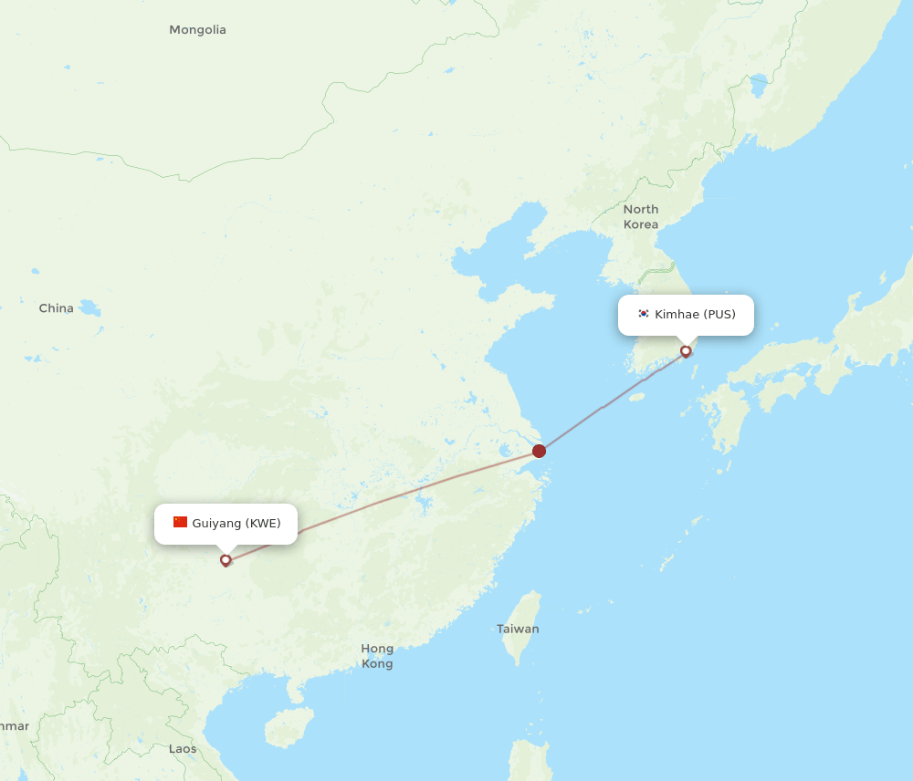 PUS-KWE flight routes