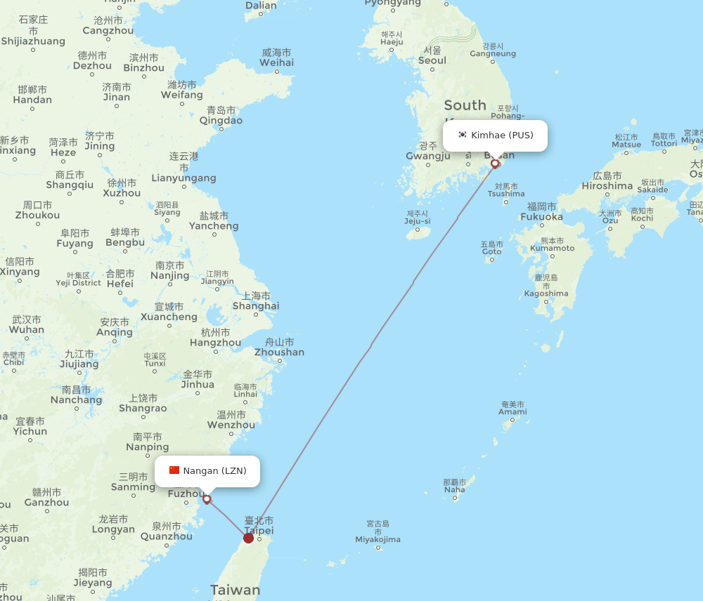 PUS-LZN flight routes