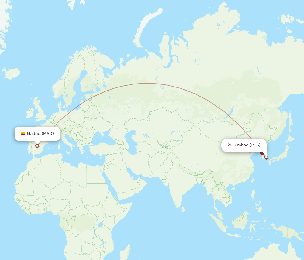 PUS-MAD flight routes
