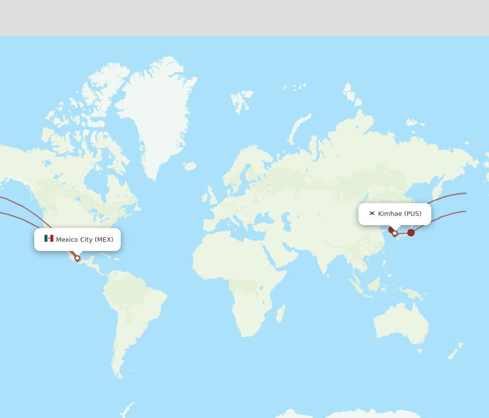 PUS-MEX flight routes