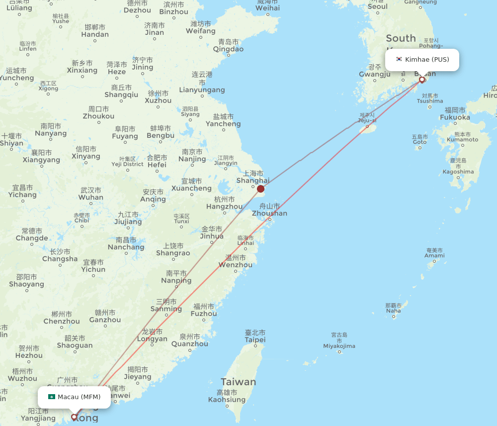 PUS-MFM flight routes