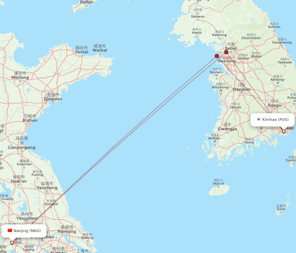 PUS-NKG flight routes