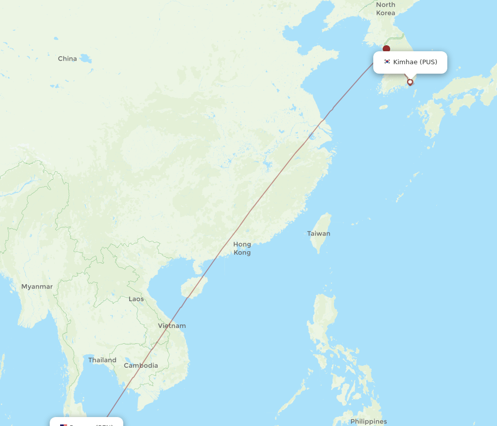 PEN to PUS flights and routes map