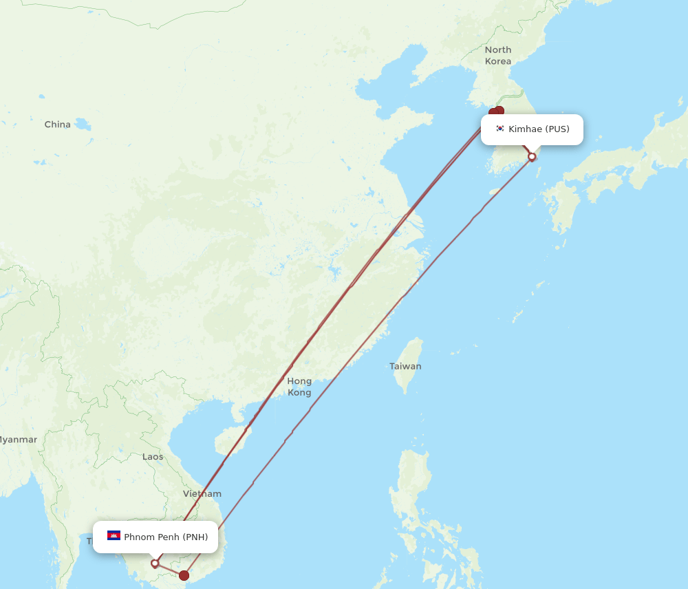 PUS-PNH flight routes