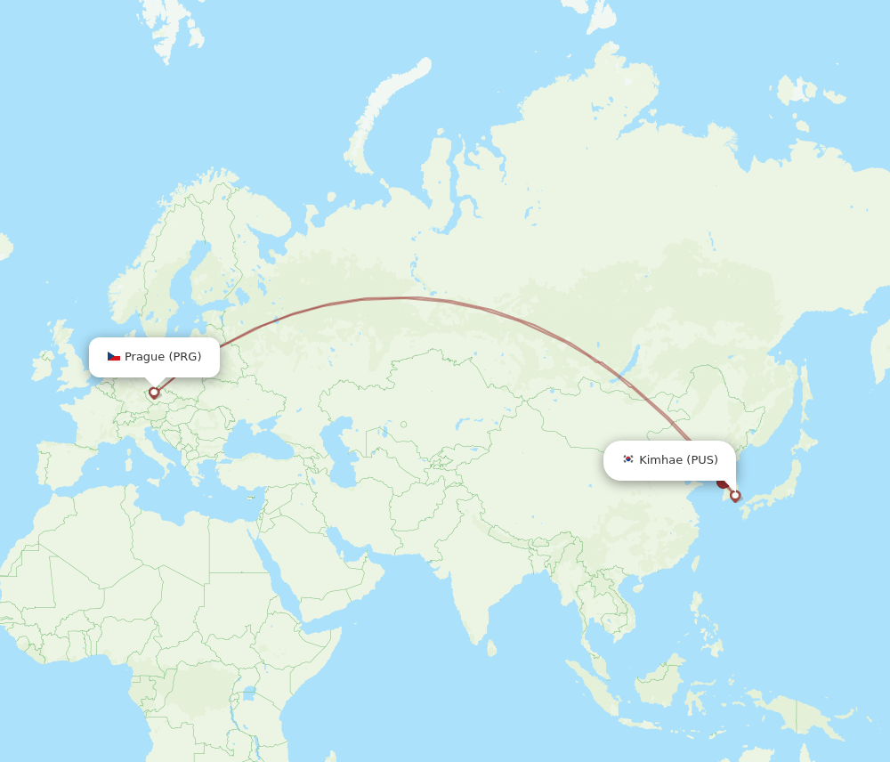 PUS-PRG flight routes