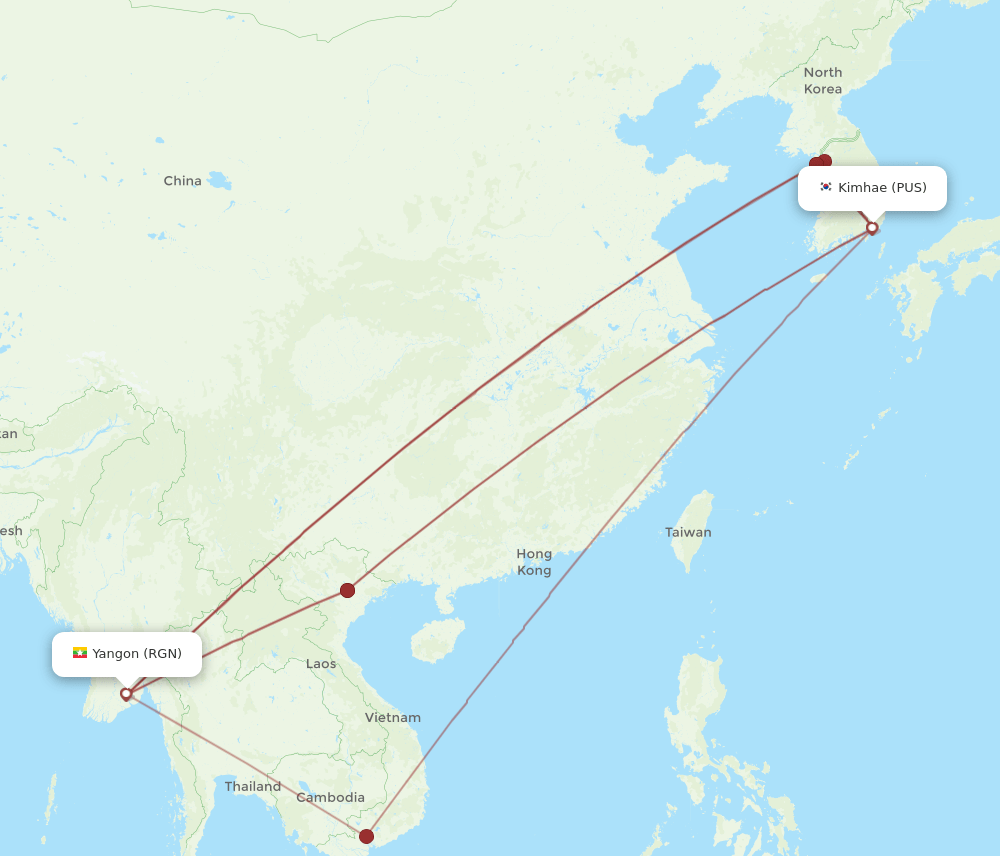 PUS-RGN flight routes