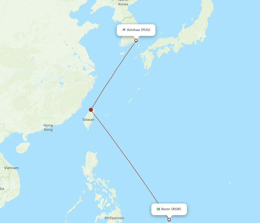PUS-ROR flight routes