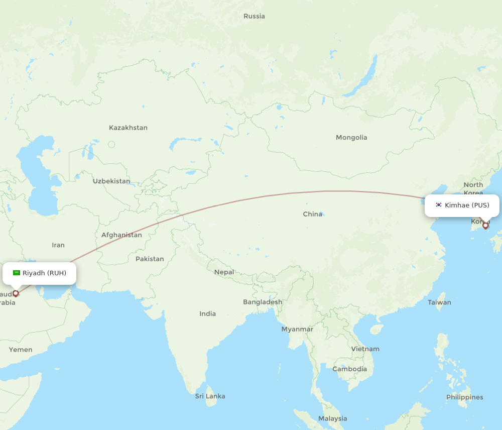 PUS-RUH flight routes