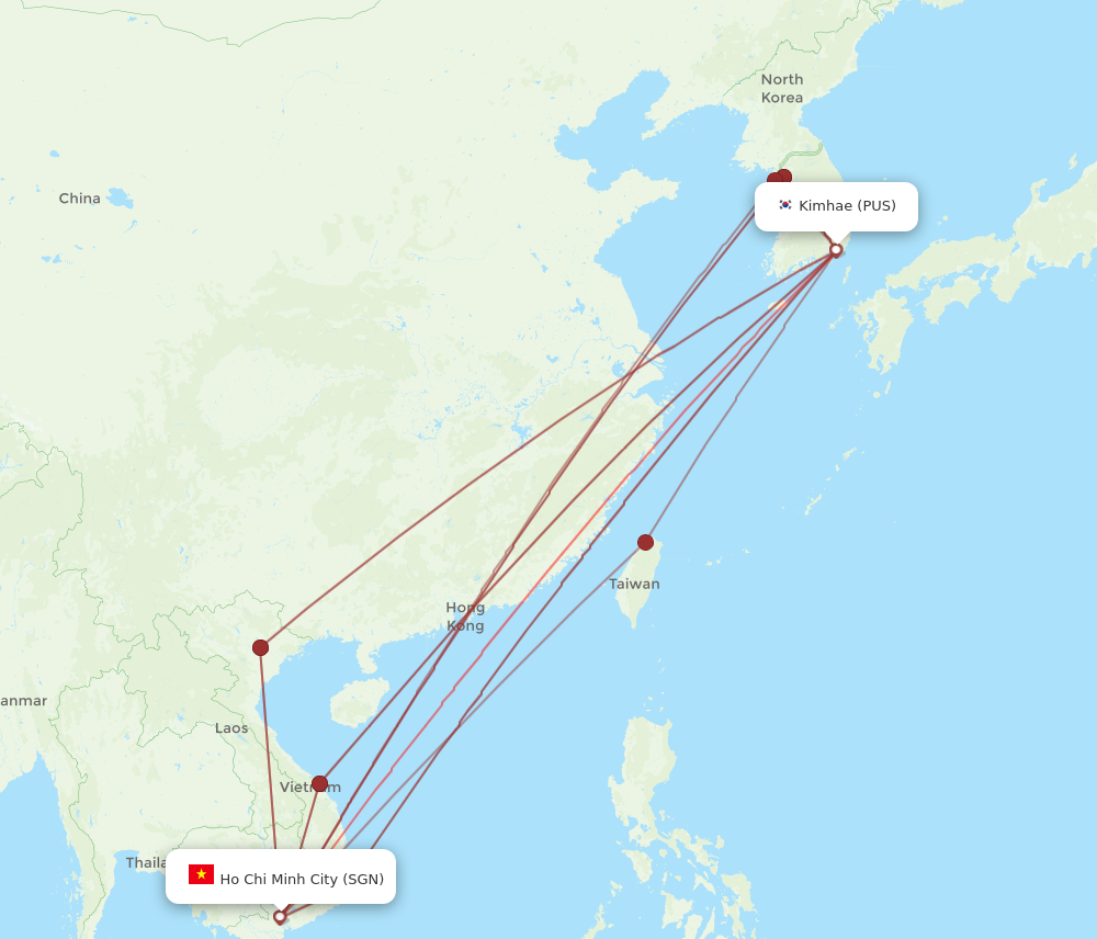 PUS to SGN flights and routes map