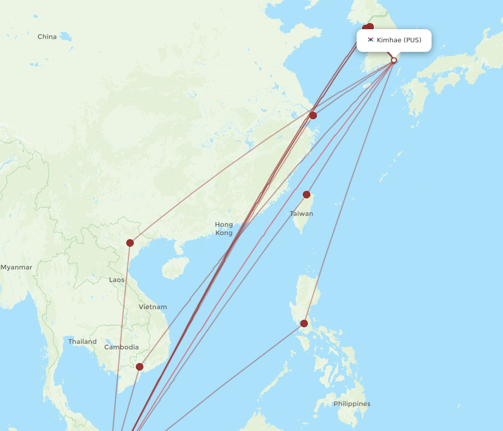 PUS to SIN flights and routes map