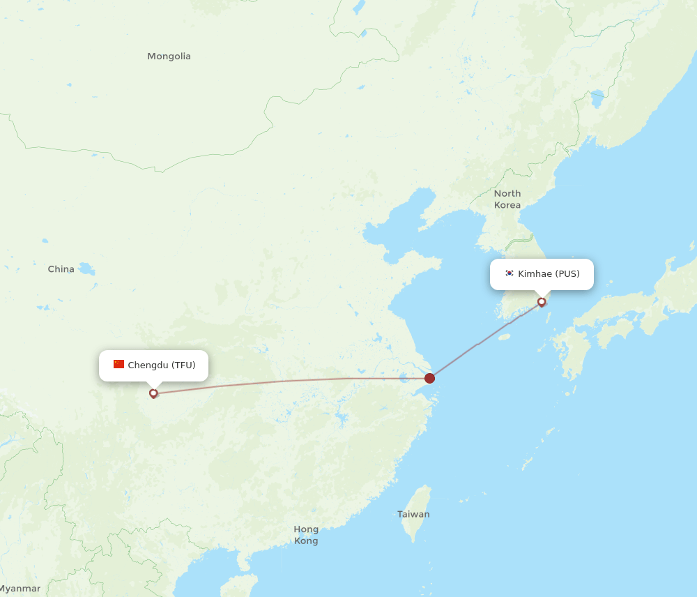 PUS-TFU flight routes