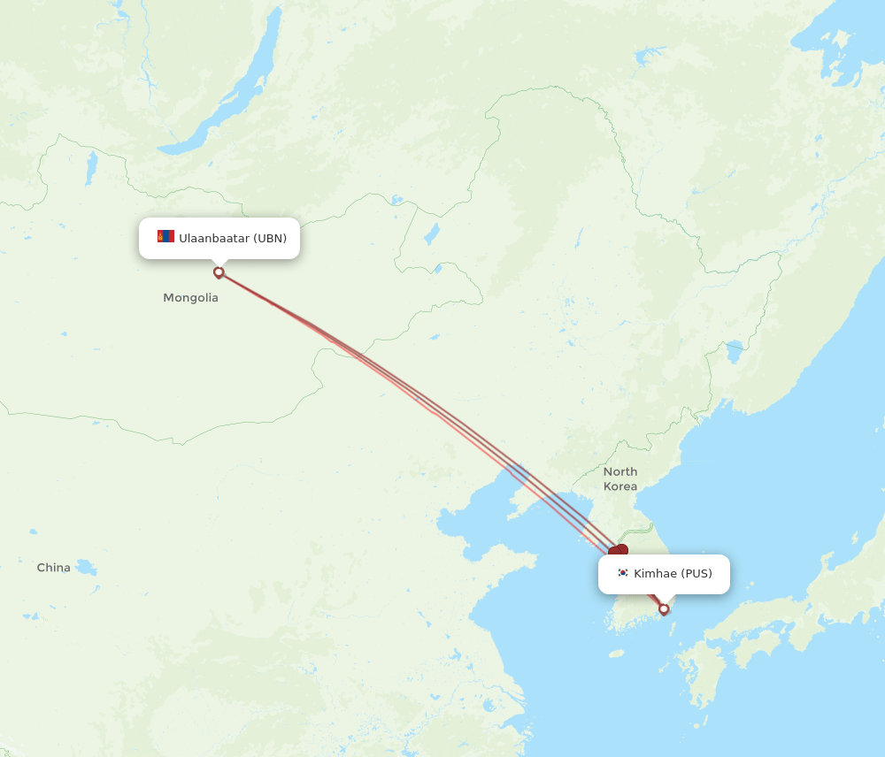 PUS to UBN flights and routes map