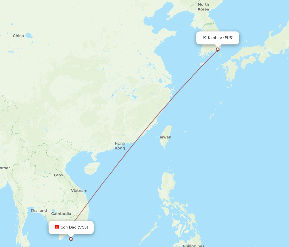 PUS to VCS flights and routes map
