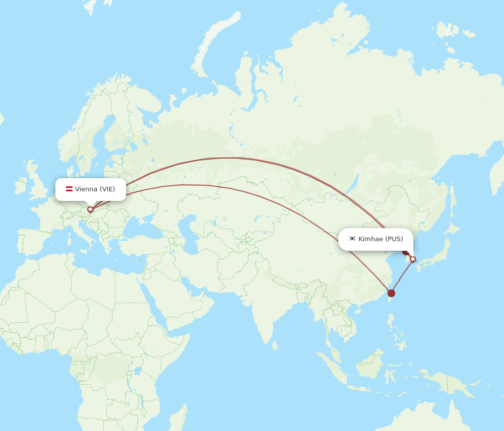 PUS to VIE flights and routes map