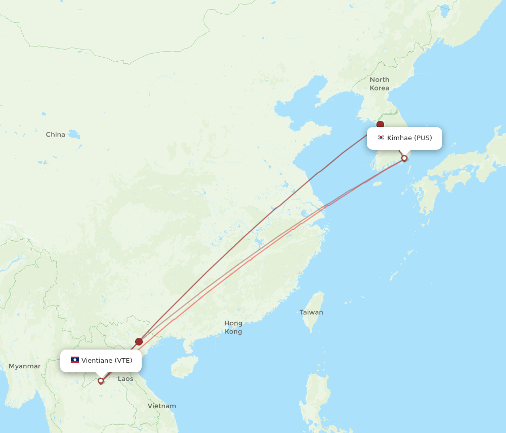 PUS-VTE flight routes