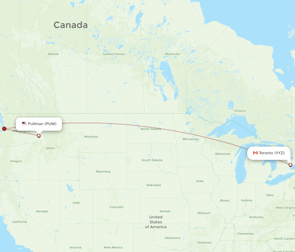 PUW-YYZ flight routes