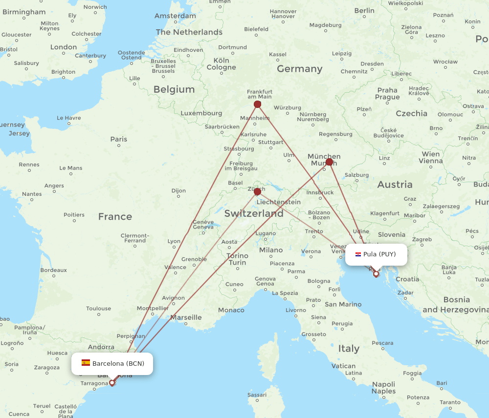PUY-BCN flight routes