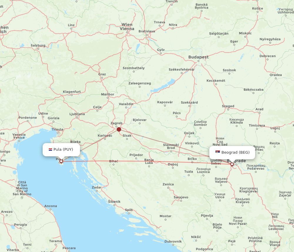 PUY-BEG flight routes