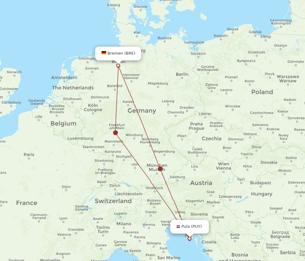 PUY-BRE flight routes