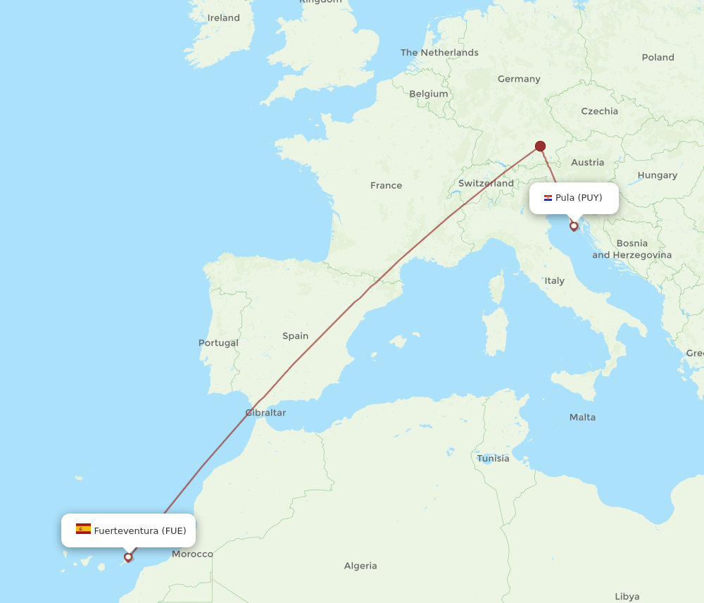 PUY-FUE flight routes