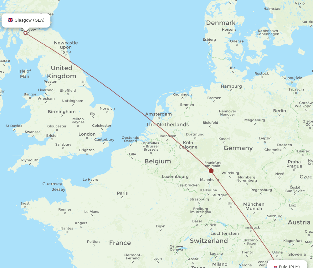 PUY-GLA flight routes