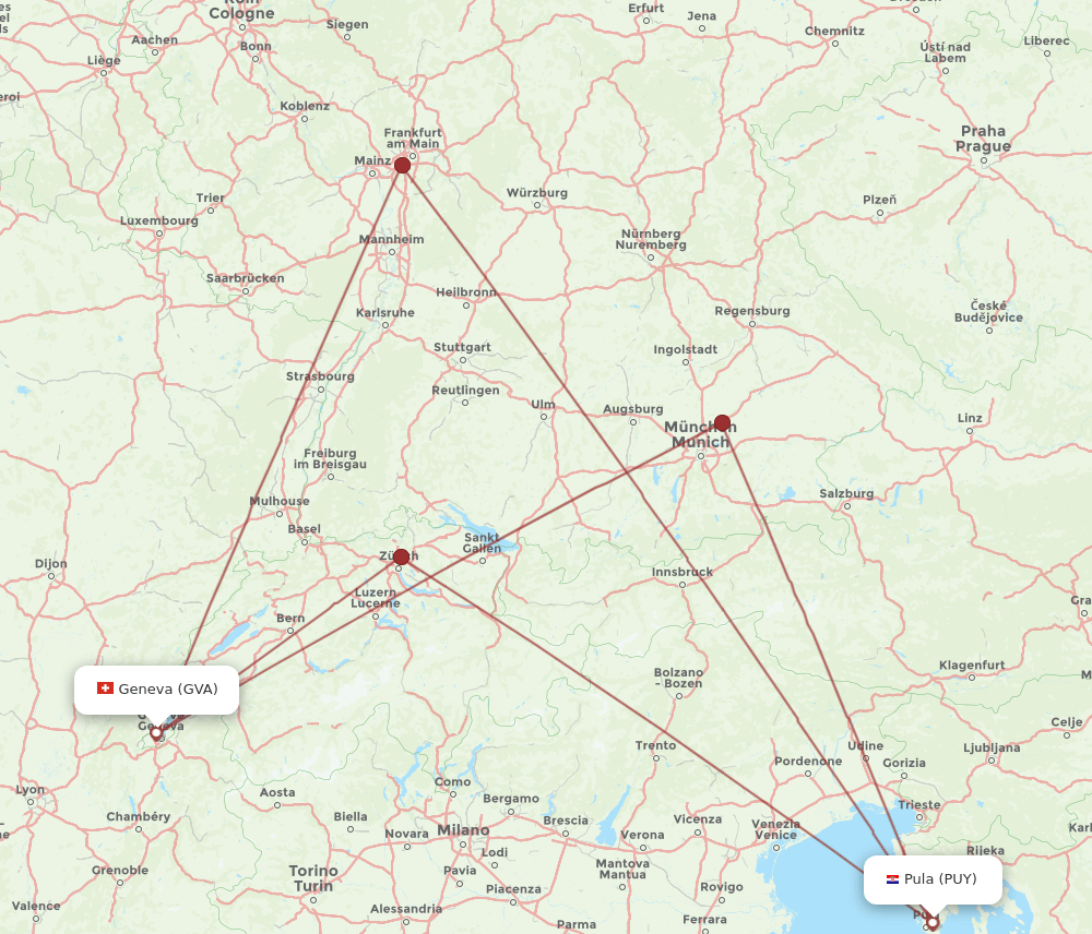 PUY-GVA flight routes