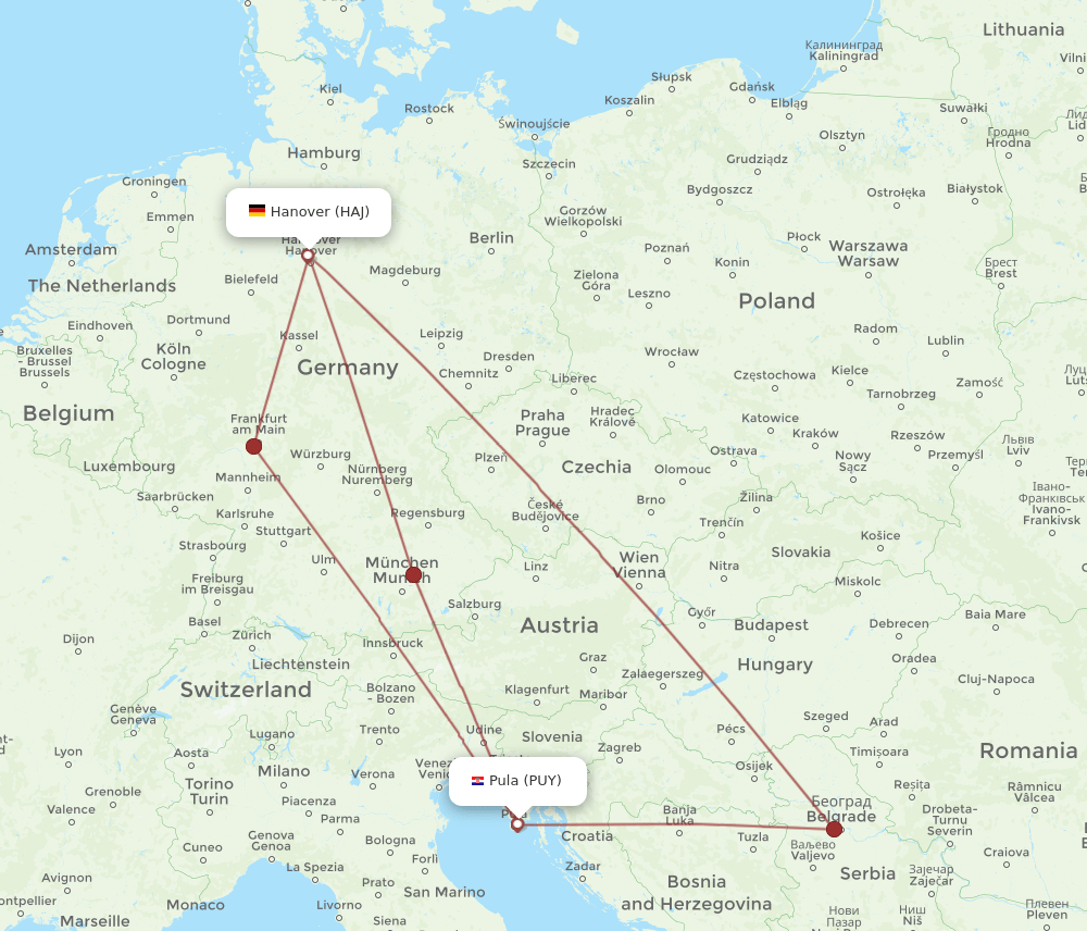 PUY-HAJ flight routes
