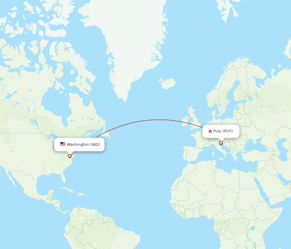 PUY-IAD flight routes