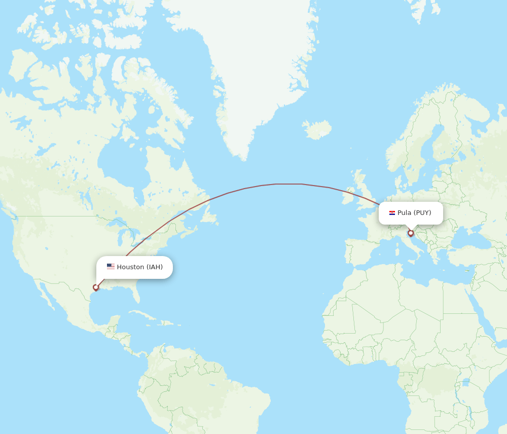 PUY-IAH flight routes