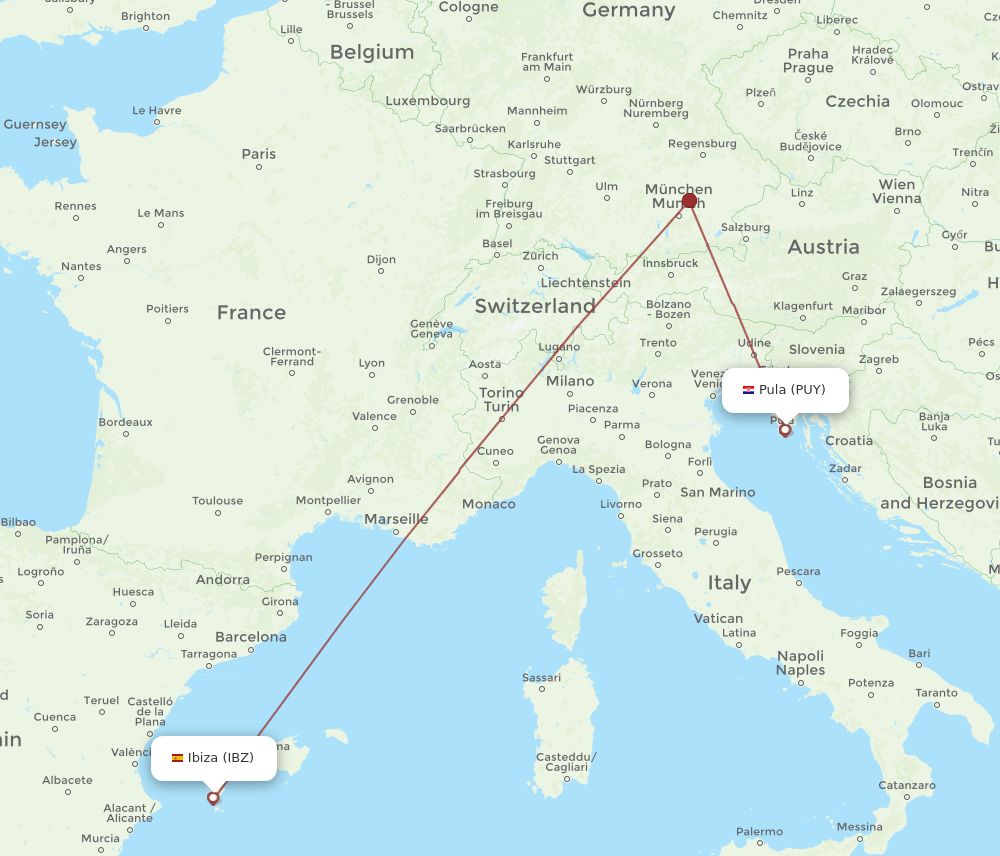 PUY-IBZ flight routes