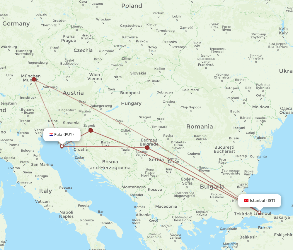PUY-IST flight routes