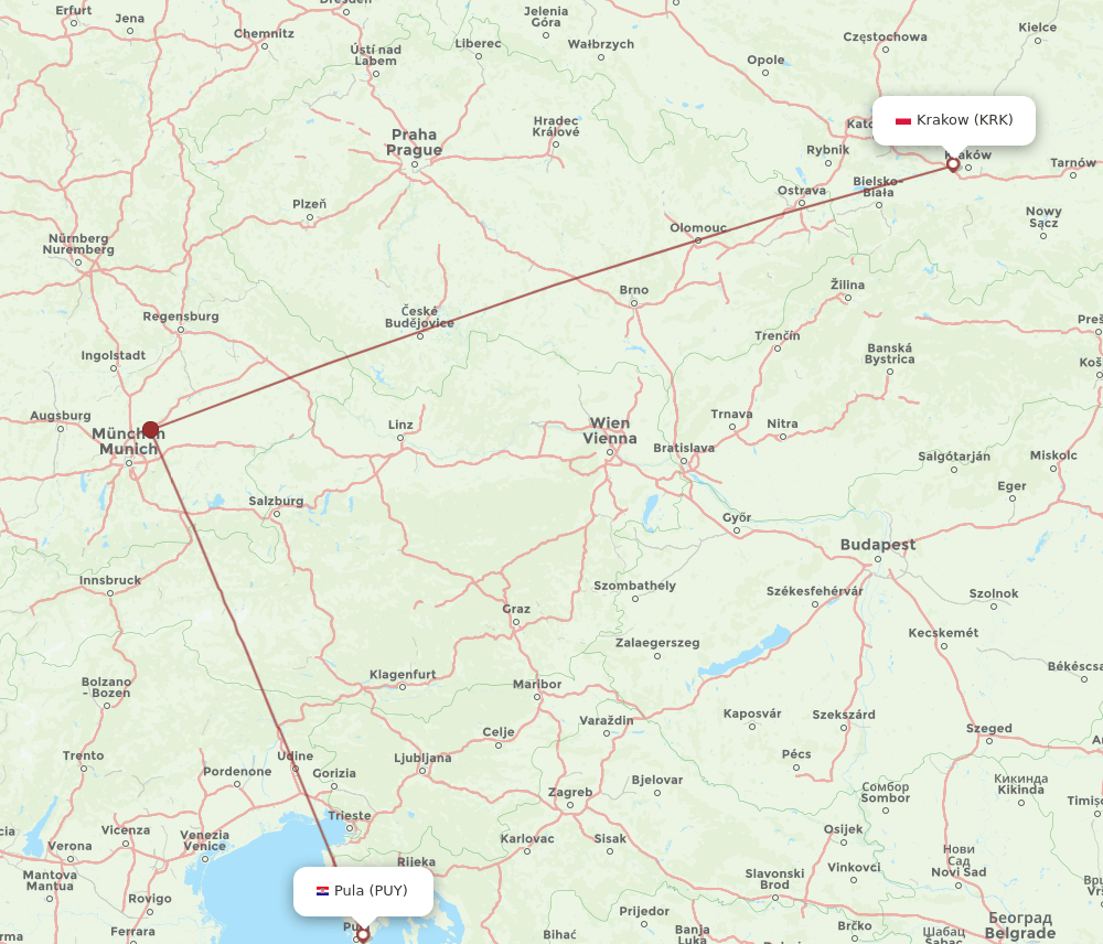 PUY-KRK flight routes