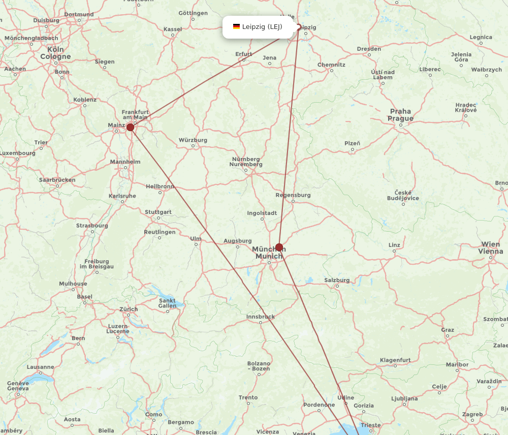 PUY to LEJ flights and routes map