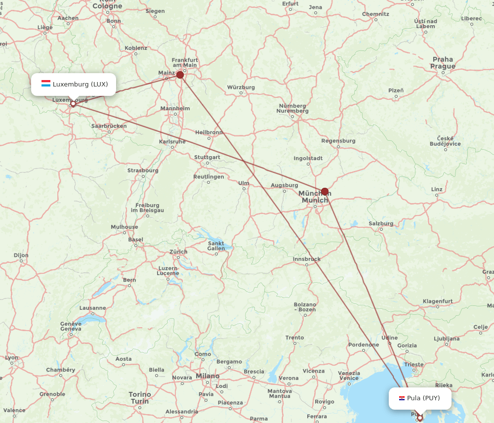 PUY-LUX flight routes
