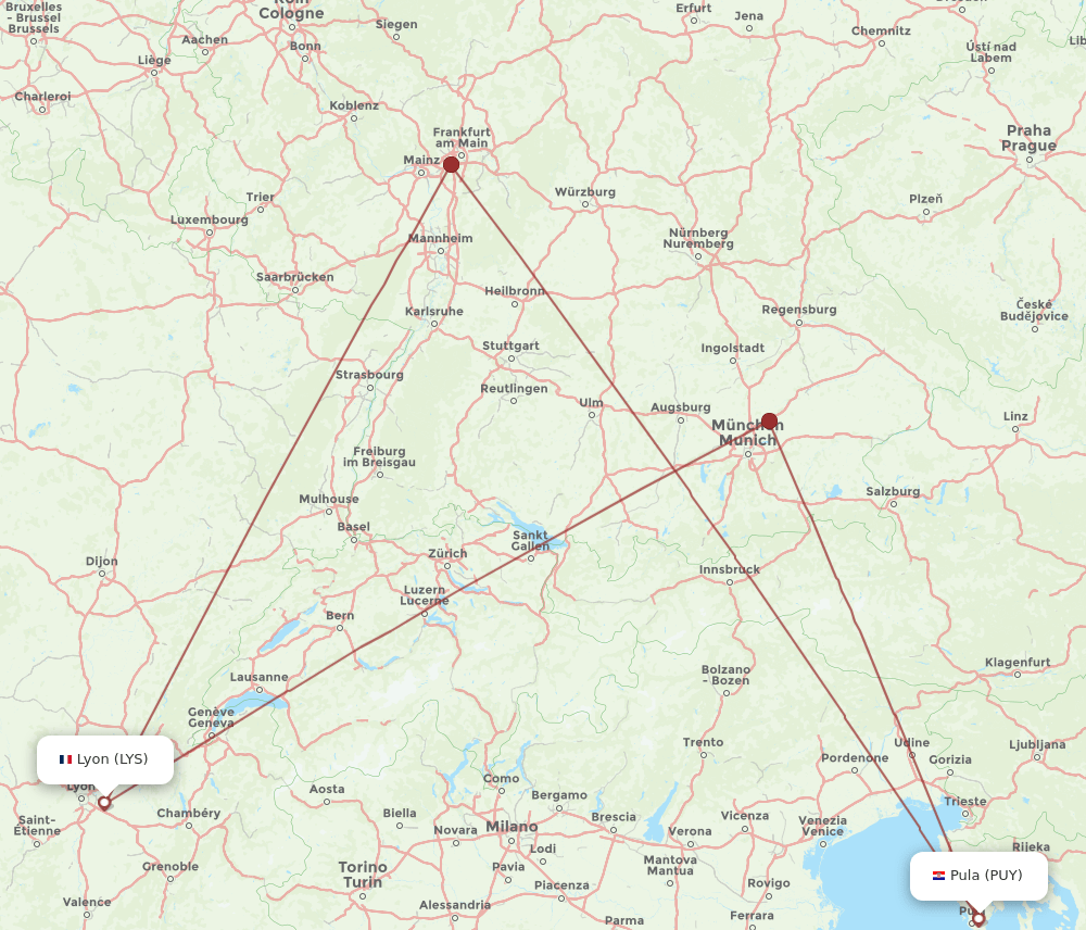 PUY-LYS flight routes