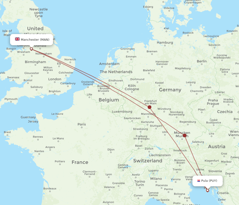 PUY-MAN flight routes