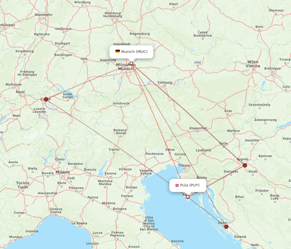 PUY-MUC flight routes