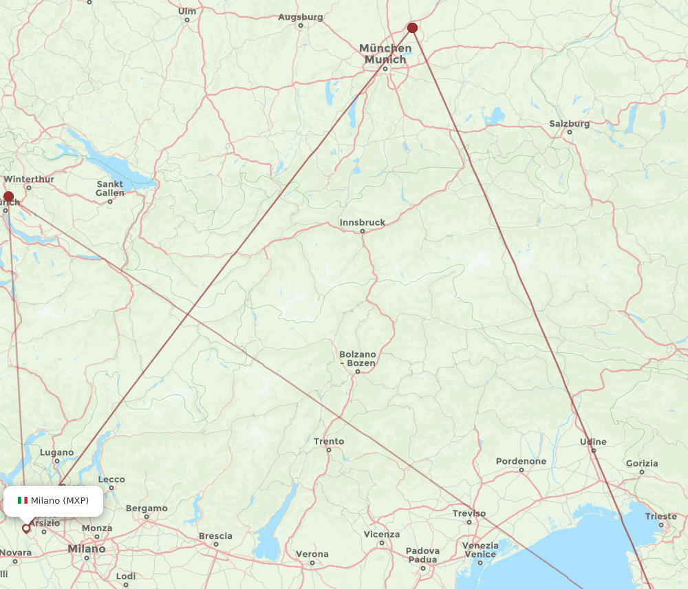 PUY-MXP flight routes