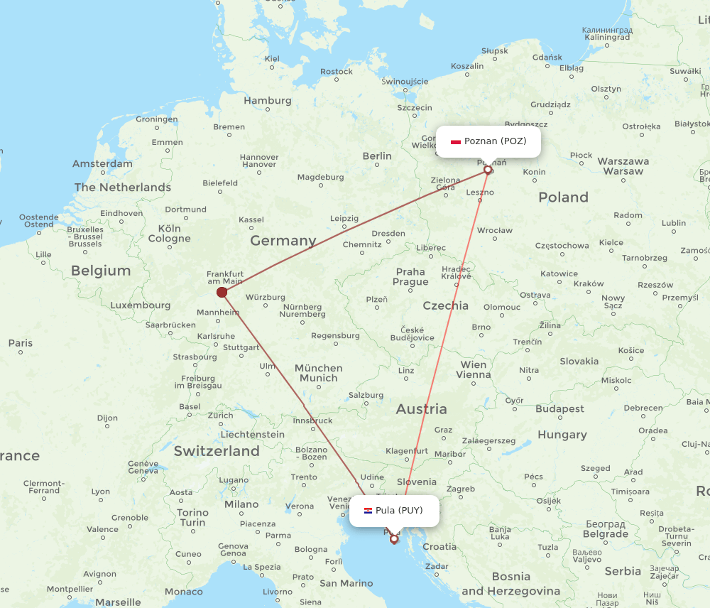 PUY-POZ flight routes