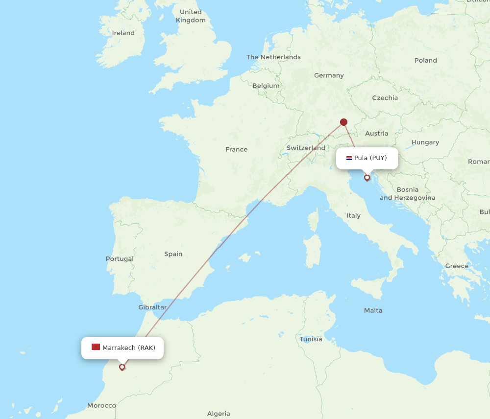 PUY-RAK flight routes