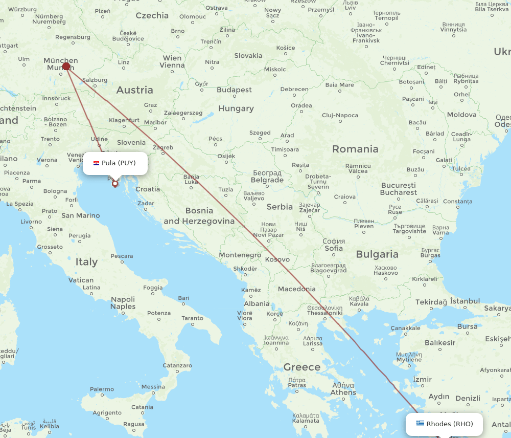 PUY-RHO flight routes