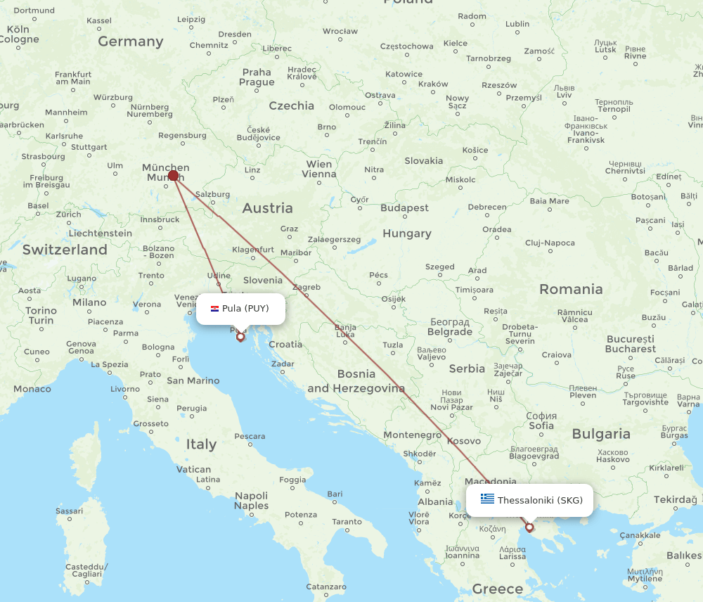 PUY-SKG flight routes